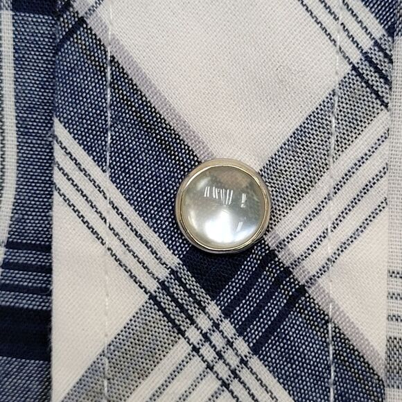 Vintage LEE Snap Button Shirt Large 22x29 Blue - Picture 12 of 14